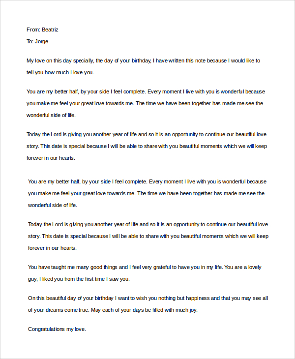 love letter to boyfriend on his birthday