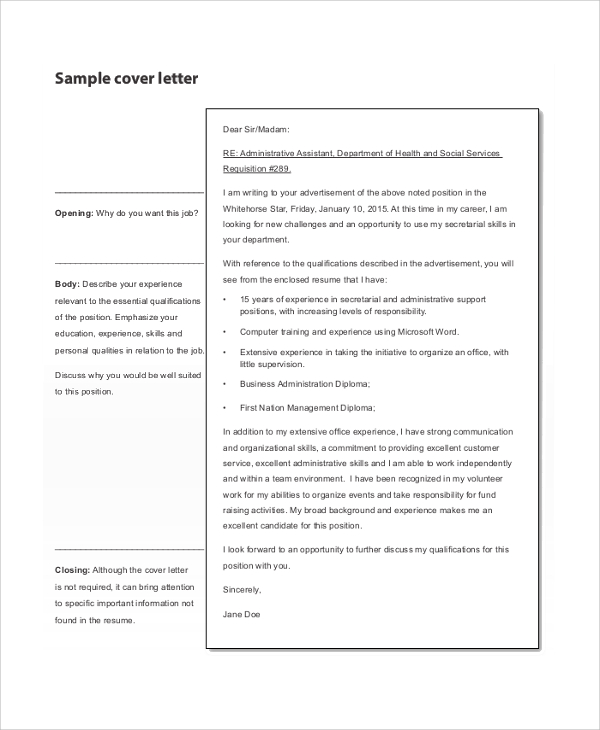 FREE 7+ Professional Cover Letter Samples in PDF | MS Word