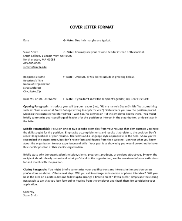 FREE 7+ Professional Cover Letter Samples in PDF | MS Word