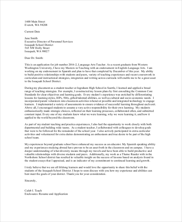 sample of professional application letter