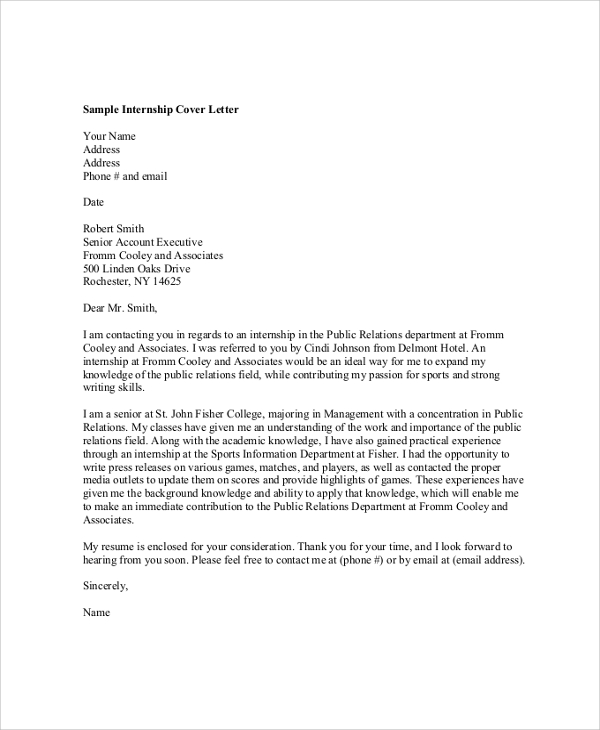 Sample Cover Letter For Tax Internship Pictures