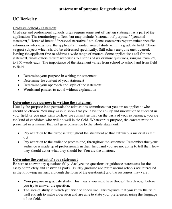 statement of intent sample for graduate school