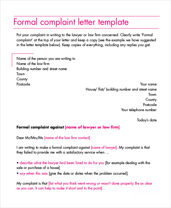 FREE 9+ Sample Complaint Letter Templates in PDF | MS Word | Pages