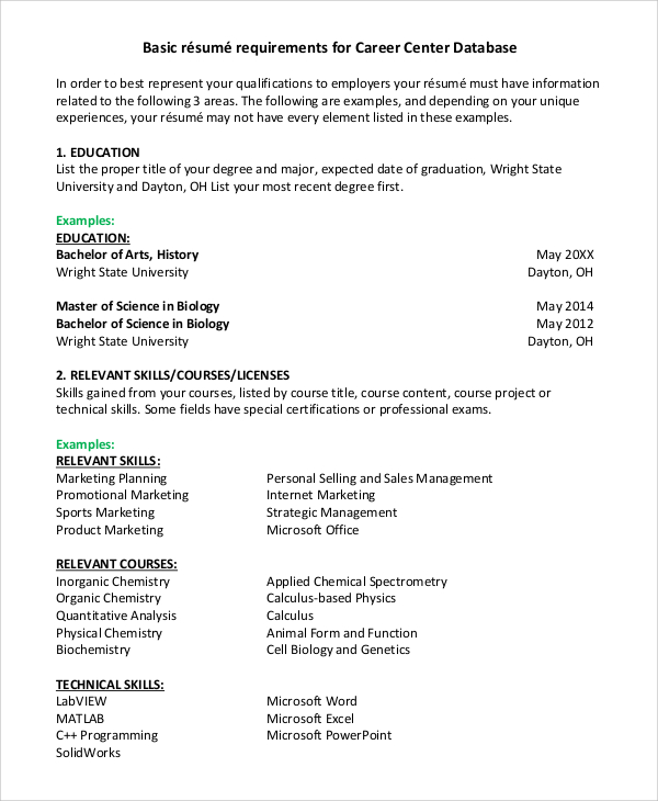 Basic Resume Sample 8 Examples In PDF Word