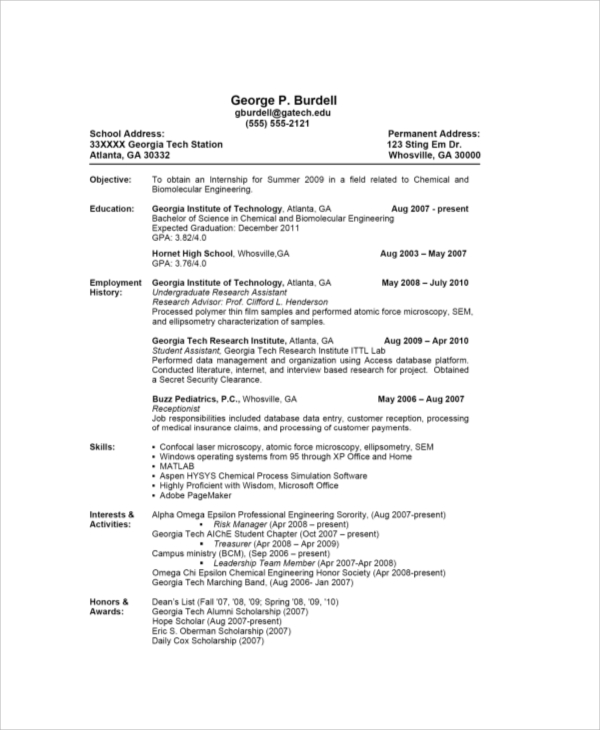 resume help filed documents