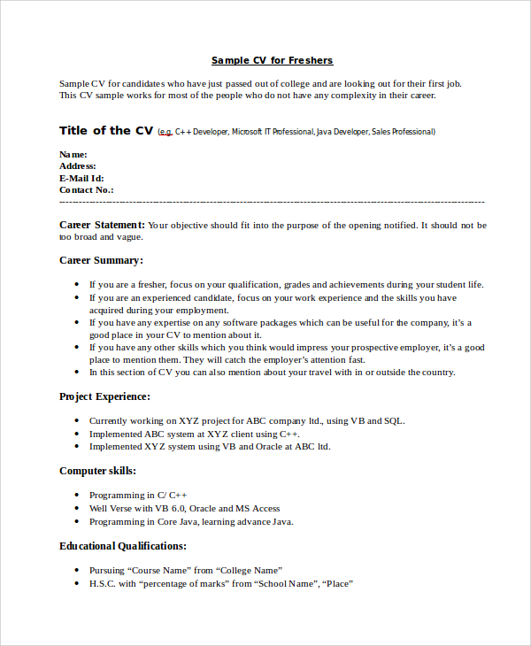 Basic Resume Sample 8 Examples In Pdf Word
