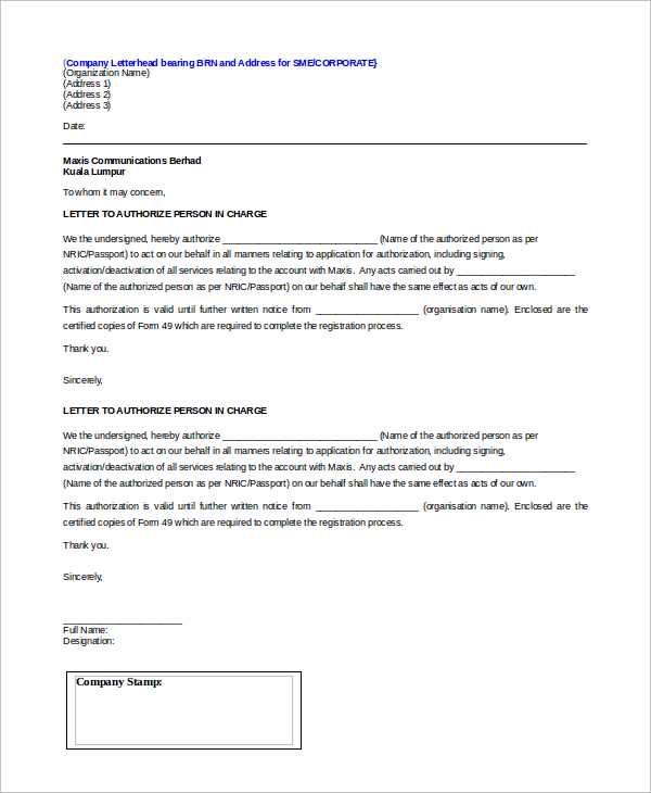 example of authorization letter