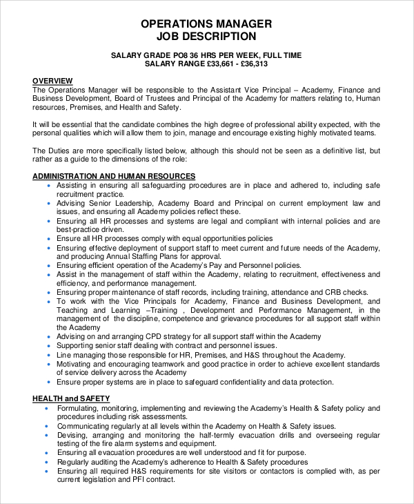 Bank Operations Manager Job Description Pdf / 12+ General Manager Job Description Templates - Free ... / You will be in charge of providing inspired leadership for the operation of one of our organization's lines of business, which involves making important.