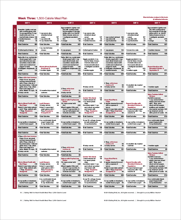 Printable Heart Healthy Meal Plans