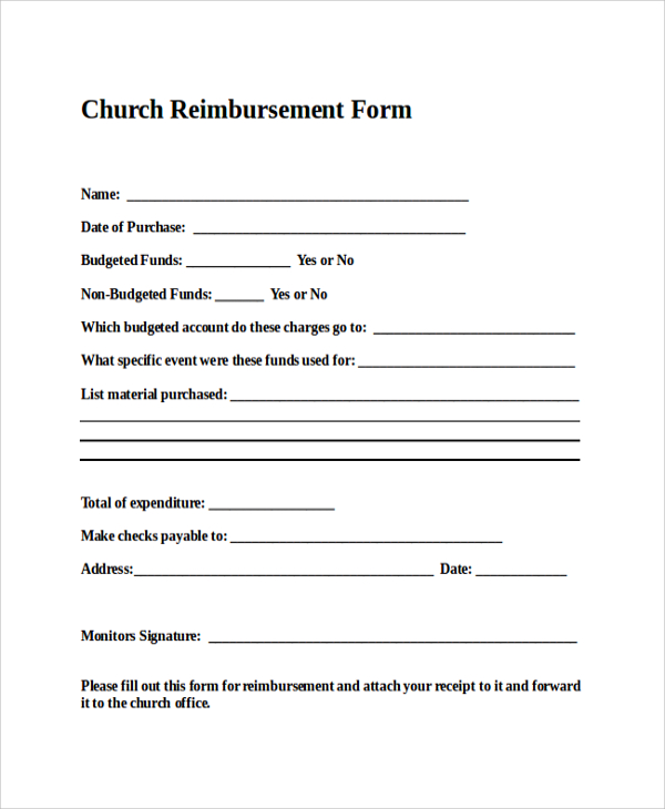 Reimbursement Form Template Word