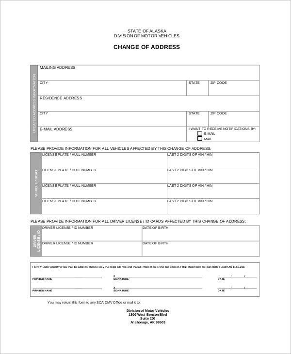 Printable Change Of Address Form Usps Printable Template