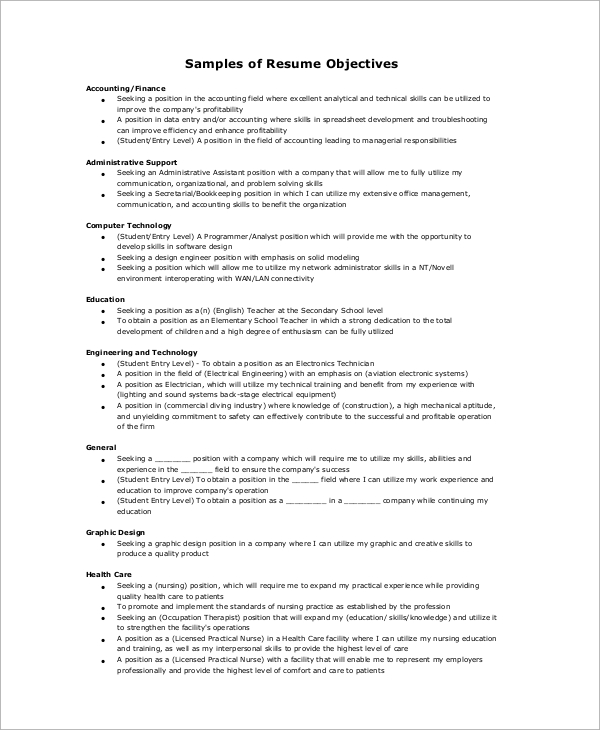 accounting resume objective
