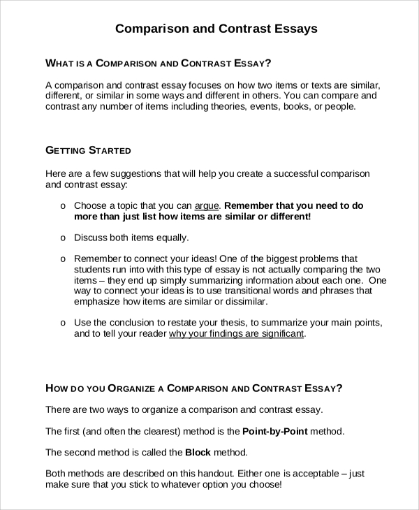 blc compare and contrast essay