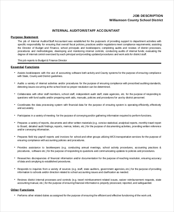 staff accountant job description template