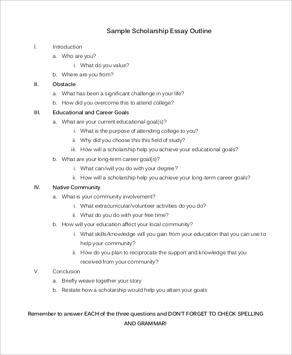 Scholarship essay templates examples