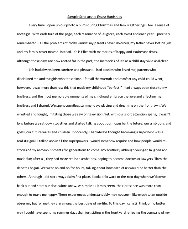 Free 9 Scholarship Essay Samples In Ms Word Pdf