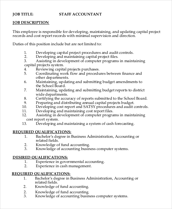 staff accountant job description