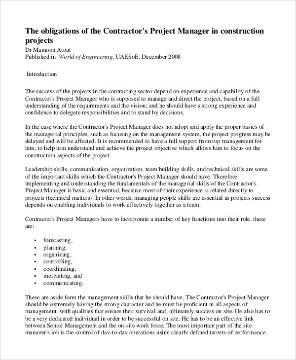 FREE 8 Sample Contract Managements In MS Word Google Docs Pages PDF