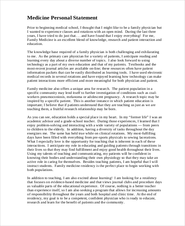 Personal Statement Masters Example