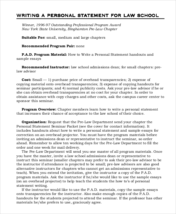 FREE 20 Sample Personal Statement Templates In MS Word PDF