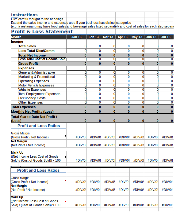 FREE 8+ Sample Profit Loss Statement Templates in PDF Excel
