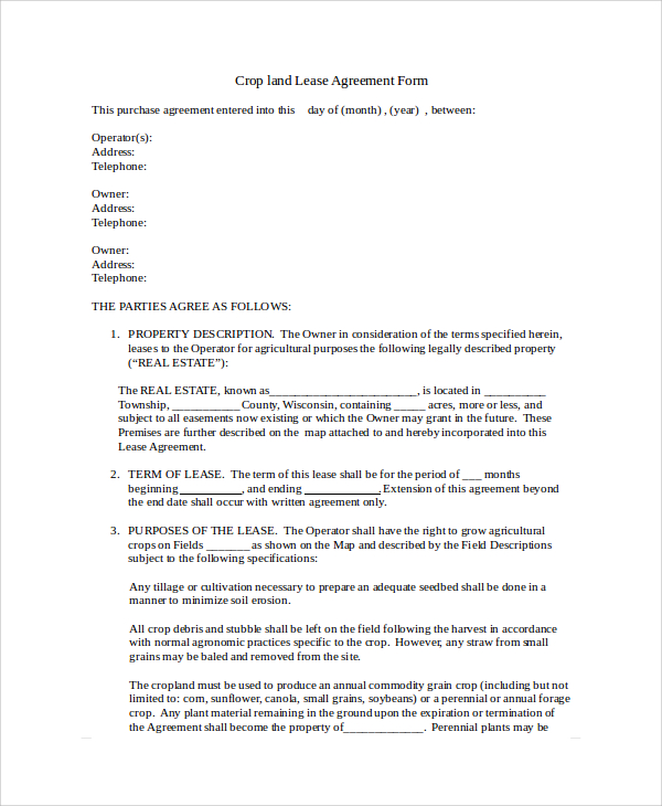 land lease agreement form