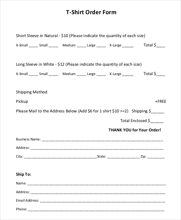 free 11 sample t shirt order forms in pdf ms word