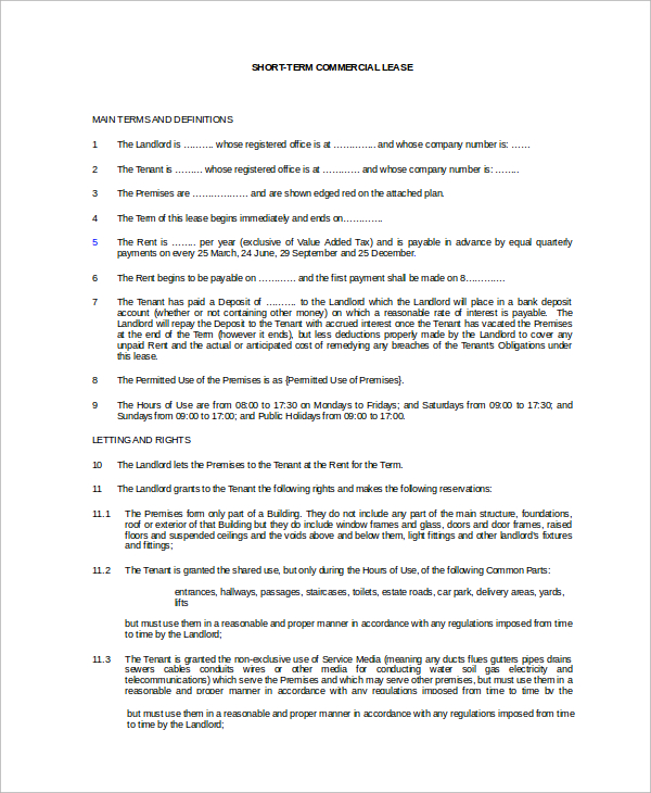 FREE 9 Sample Commercial Lease Templates In MS Word PDF FREE 9 Sample Commercial Lease Templates In MS Word PDF