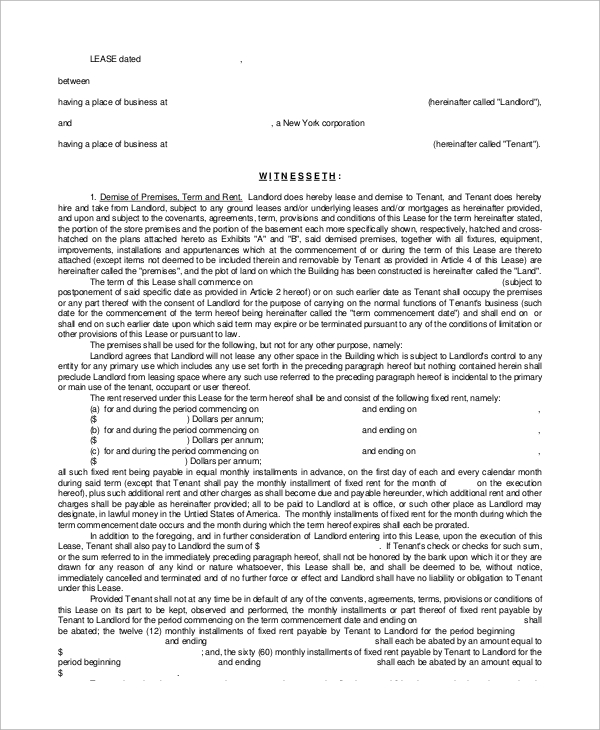 sample commercial lease agreement1