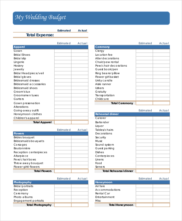 printable wedding budget checklist worksheet
