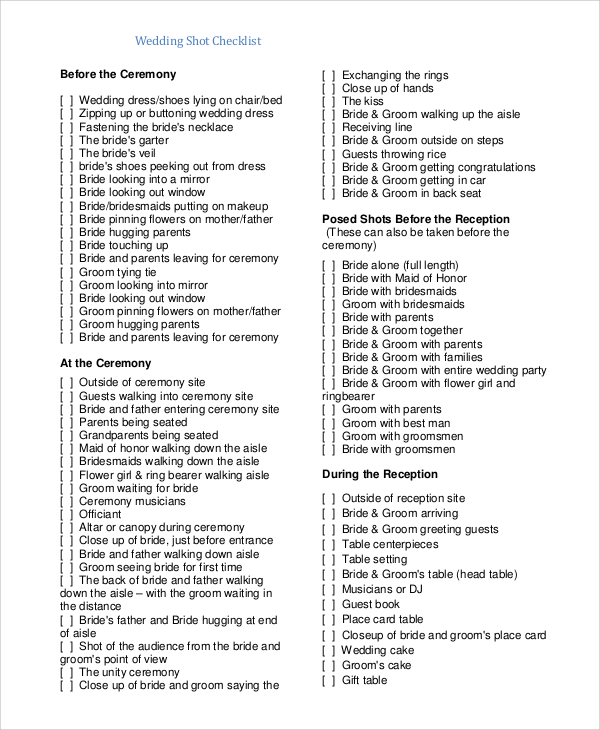 printable wedding shot checklist