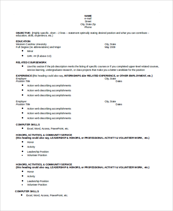 chronological resume format