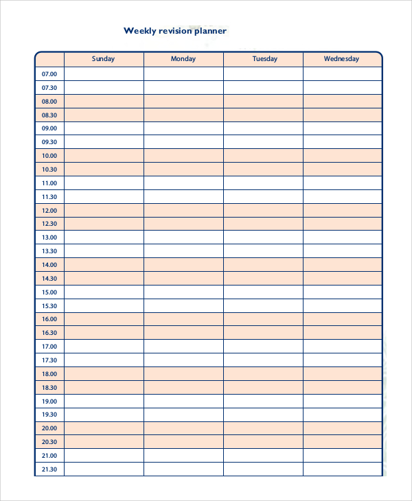 business printable plan sample Word PDF,  Examples in Sample Planner 9  Printable Weekly
