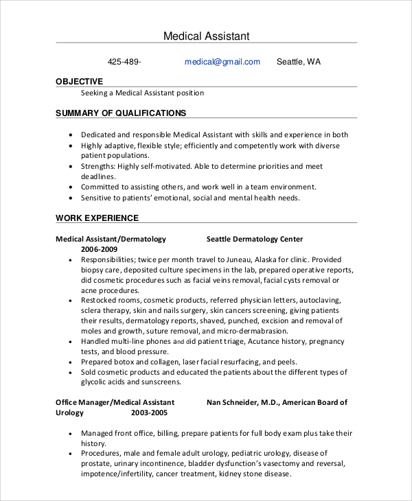 medical office assistant resume