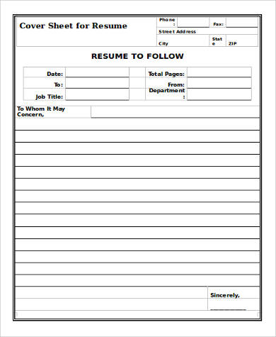 cover sheet for resume