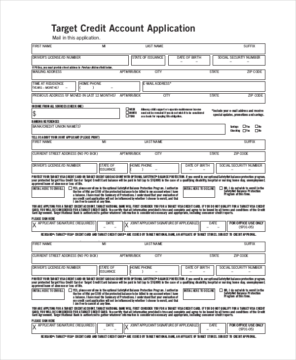 FREE 7+ Sample Target Application Forms in PDF