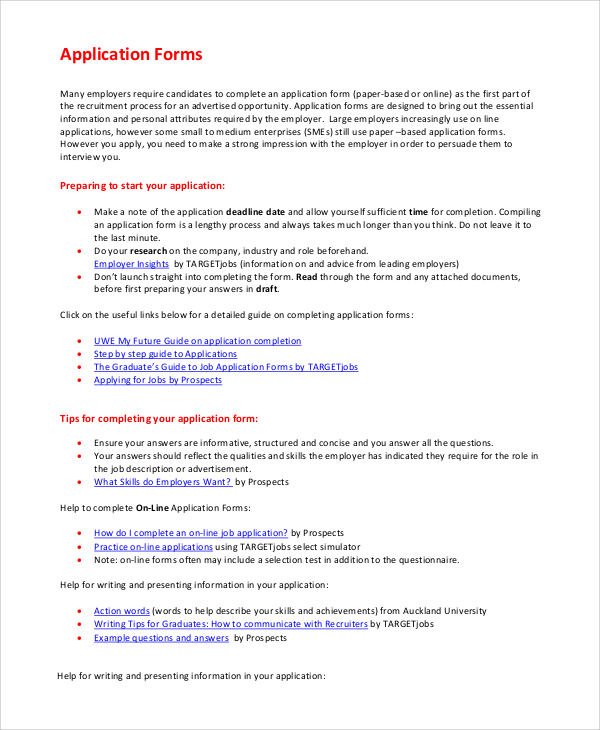 FREE 7 Sample Target Application Forms In PDF