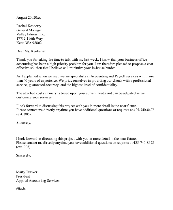 business proposal letter example