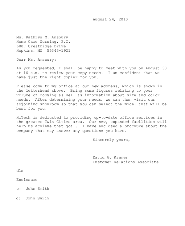 business communication letter sample