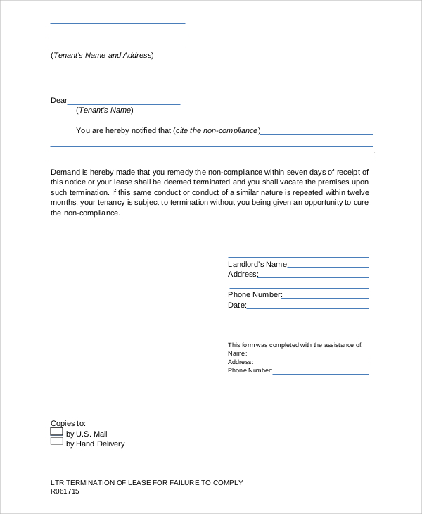 Apartment Tenant Early Lease Termination Letter from images.sampletemplates.com