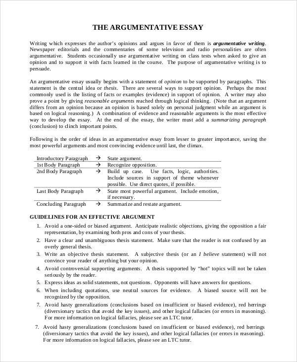 FREE 16 Argumentative Writing Samples Templates In PDF Word