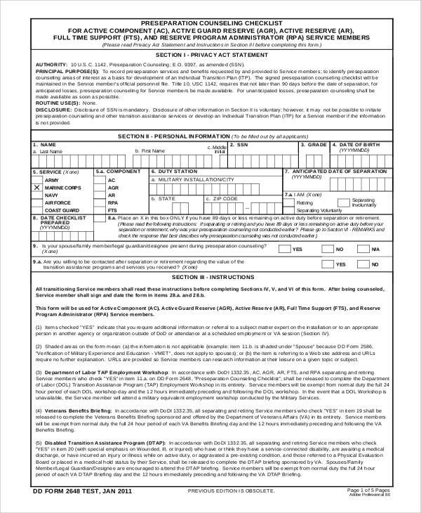 FREE 7+ Sample Army Counseling Forms in MS Word | PDF