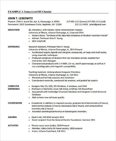 entry level resume college student sample