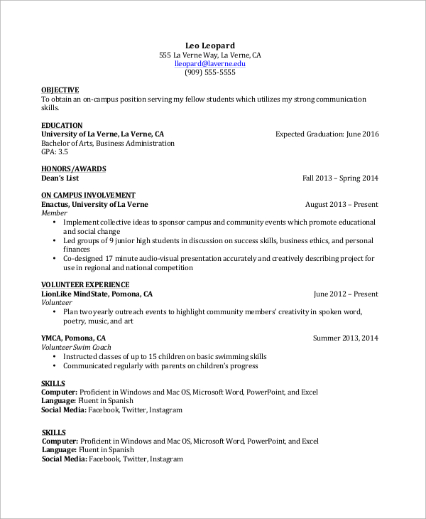 FREE 8+ Simple Resume Samples in MS Word | PDF
