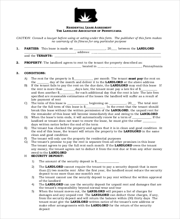blank residential lease agreement
