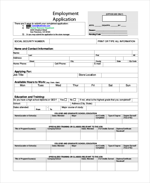 employee email job application