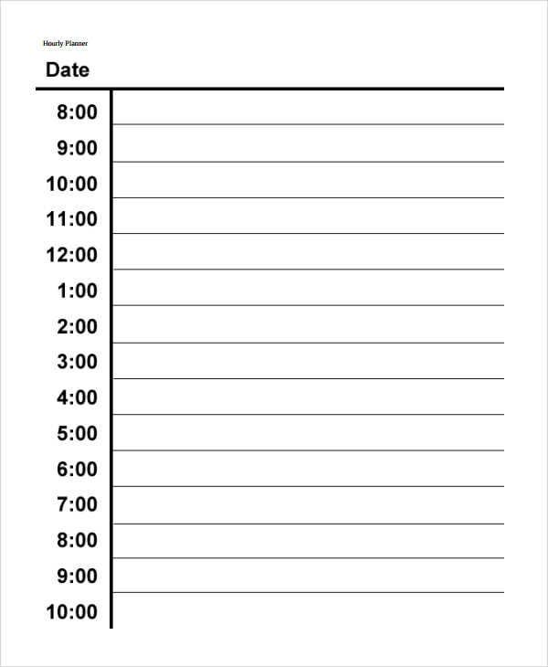 printable hourly daily planner