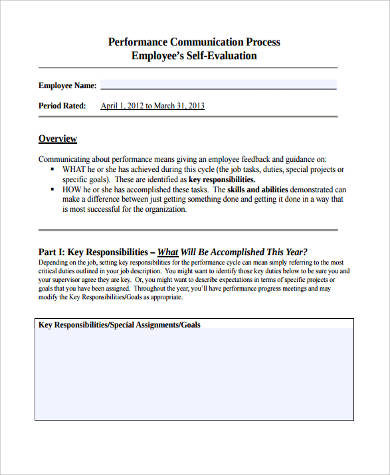performance communication process self evaluation
