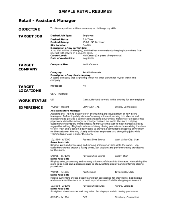 Resume Objective Example 10 Samples In Word PDF