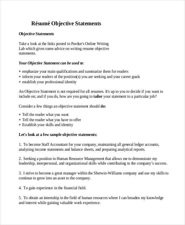 sample resume objective statement1